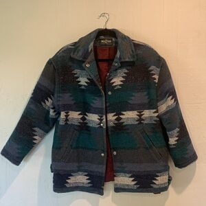 VTG Braetan Southwestern Wool Blend Blanket Coat